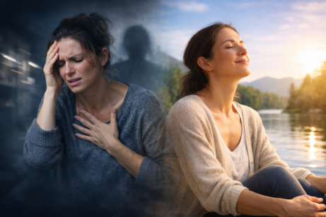 panická ataka žena překonává úzkost a nachází klid